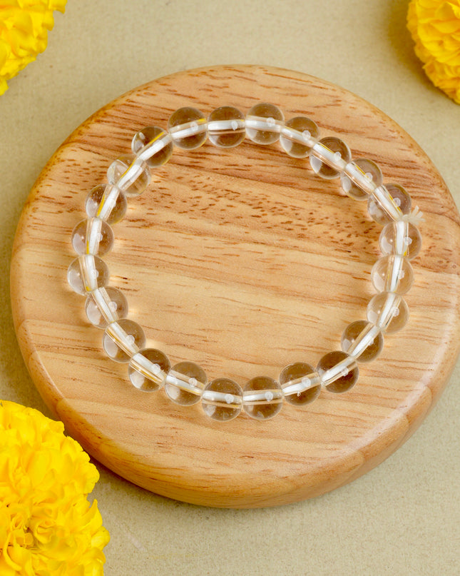 Clear Quartz Healing Bracelet for Energy Amplification, Clarity & Positive Vibes