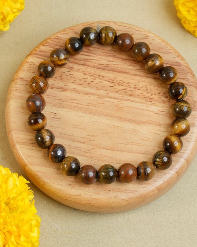 Tiger Eye Bracelet | Natural Tiger Eye Crystal Bracelet for Confidence & Focus