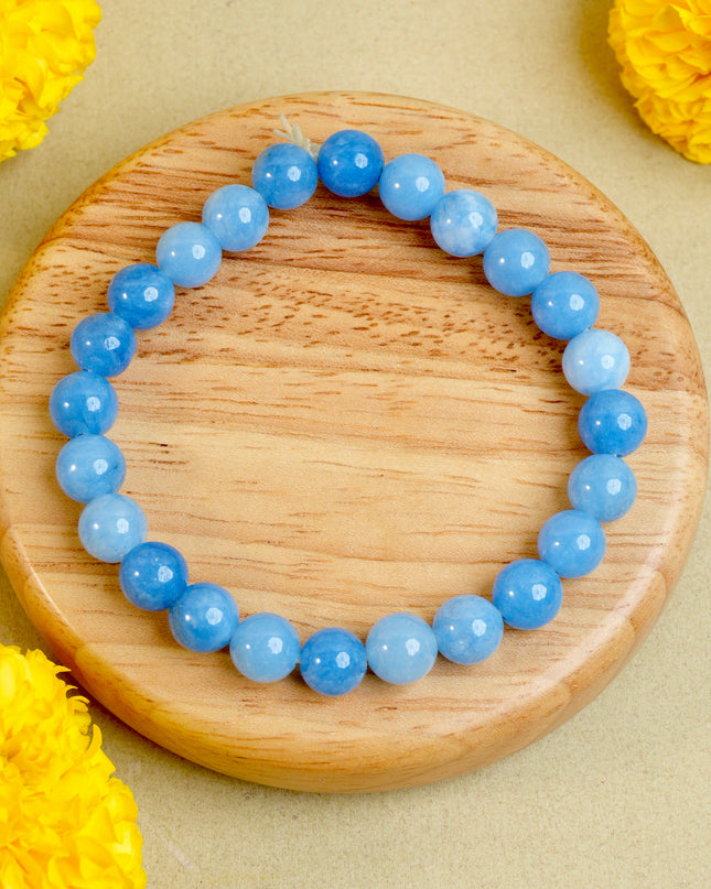 Blue Jade Stone Bracelet for Peace, Emotional Balance & Positive Energy