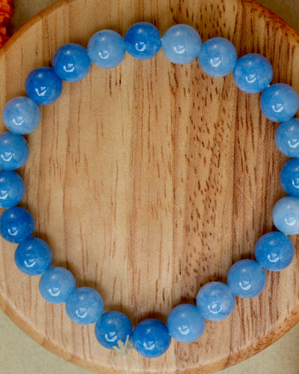 Blue Jade Stone Bracelet for Peace, Emotional Balance & Positive Energy