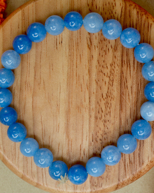Blue Jade Stone Bracelet for Peace, Emotional Balance & Positive Energy