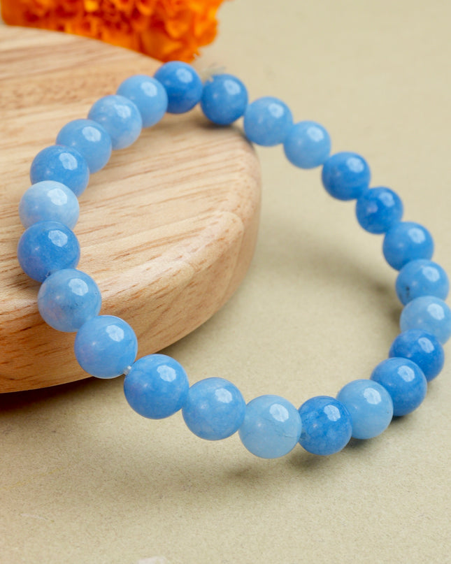 Blue Jade Stone Bracelet for Peace, Emotional Balance & Positive Energy