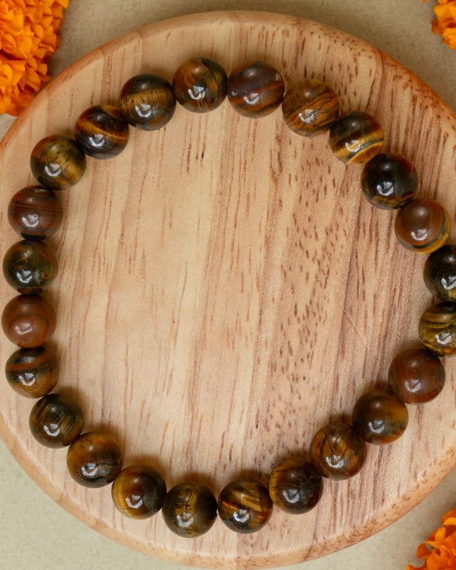Tiger Eye Bracelet | Natural Tiger Eye Crystal Bracelet for Confidence & Focus