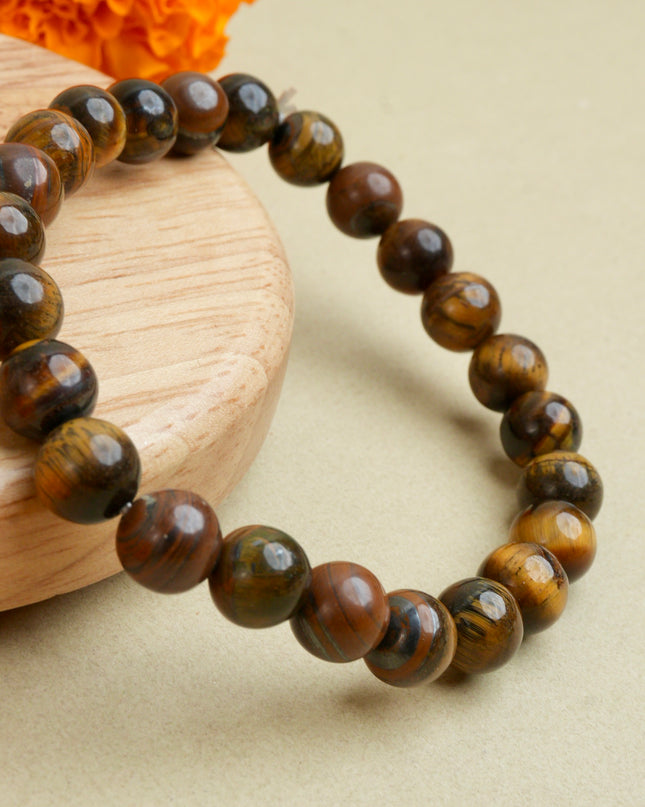 Tiger Eye Bracelet | Natural Tiger Eye Crystal Bracelet for Confidence & Focus