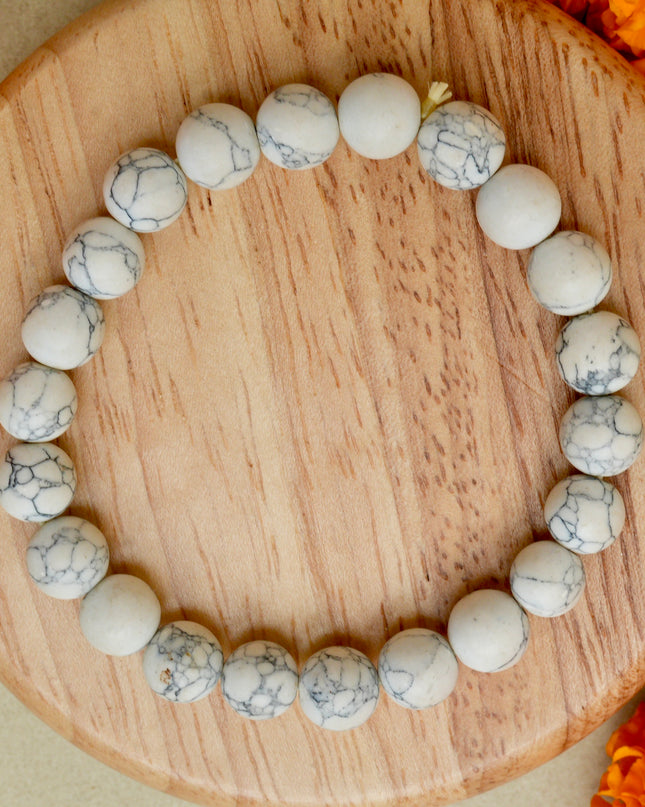 Howlite Healing Bracelet for Calm Mind, Stress Relief & Emotional Balance