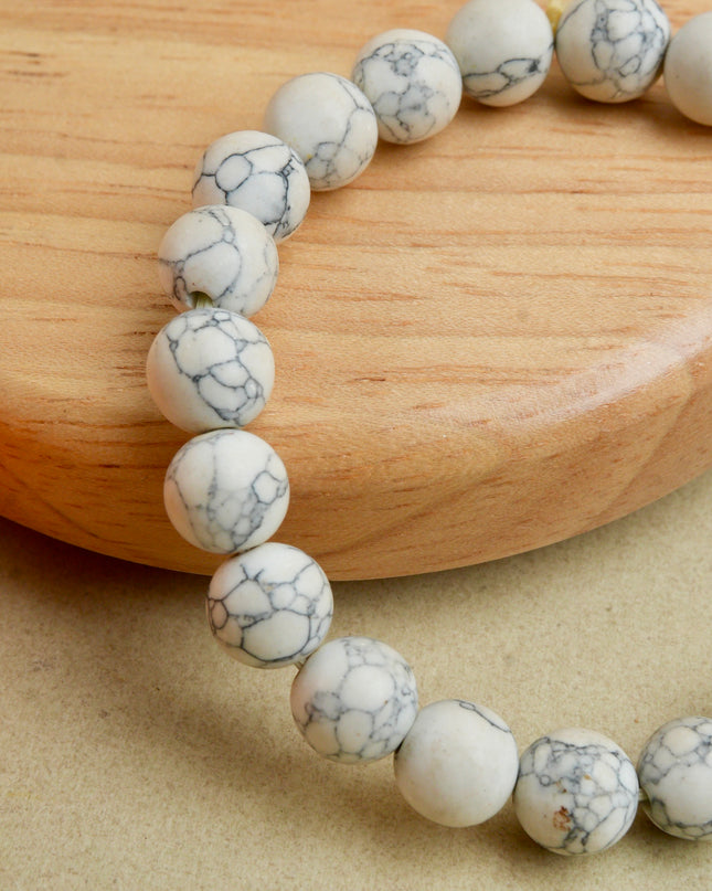 Howlite Healing Bracelet for Calm Mind, Stress Relief & Emotional Balance