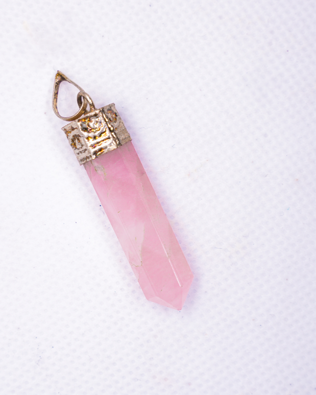 Natural Rose Quartz Stone Pendant – Handmade Crystal Necklace