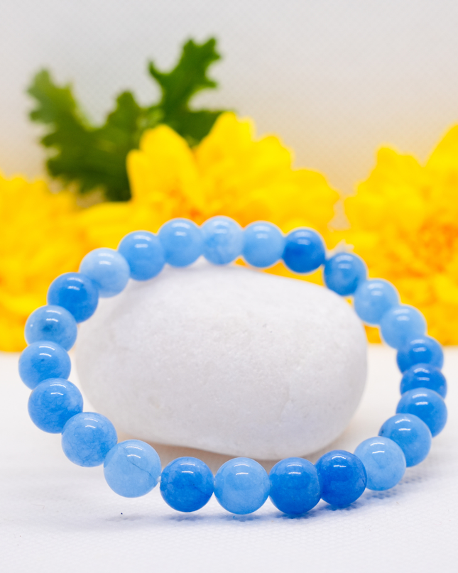 Blue Jade Stone Bracelet for Peace, Emotional Balance & Positive Energy