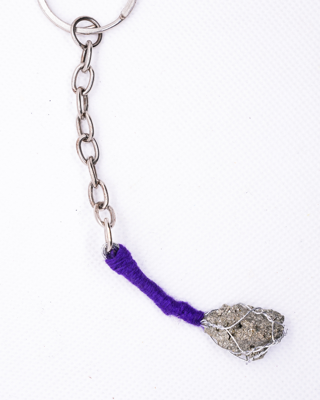 Genuine Raw Pyrite Keychain for Wealth, Confidence & Protection