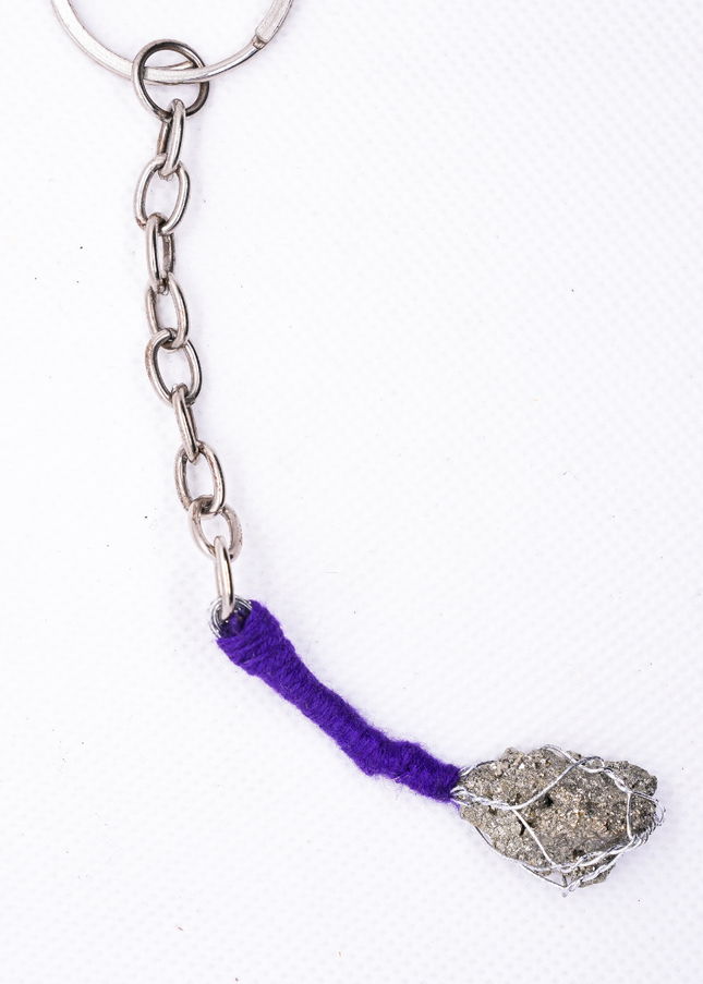 Genuine Raw Pyrite Keychain for Wealth, Confidence & Protection