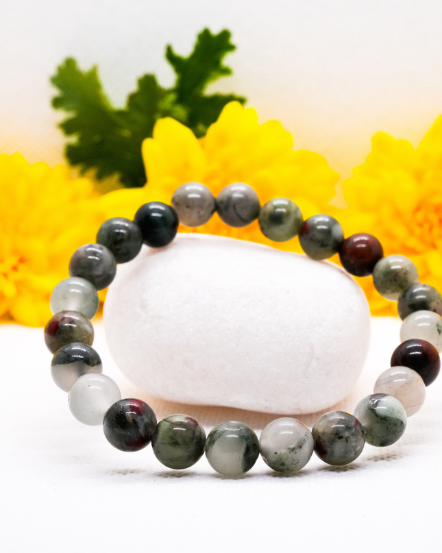 Blood Agate Healing Bracelet for Strength, Protection & Grounding Energy